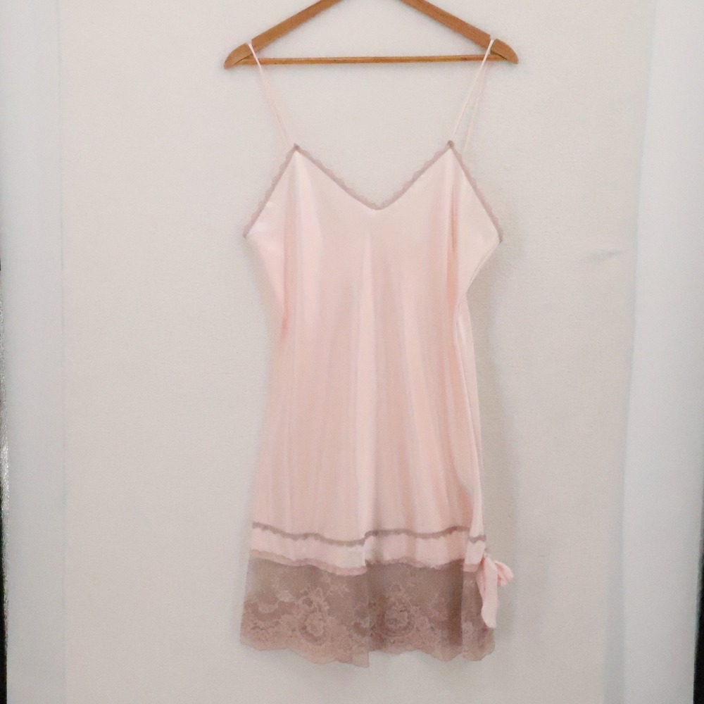Colesce Couture Vintage 90s Lingerie Set Womens Size L Pink Lace Satin Romantic - Picture 10 of 16